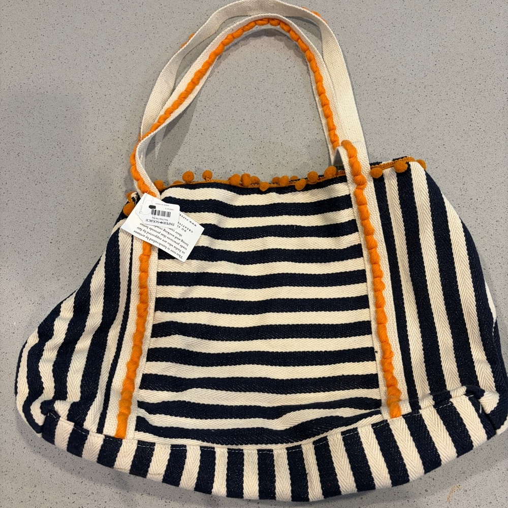 Paper Source Navy and Orange Tote Bag